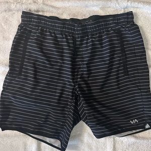 RVCA Yogger Shorts, Medium, Like New, Black With Stripes